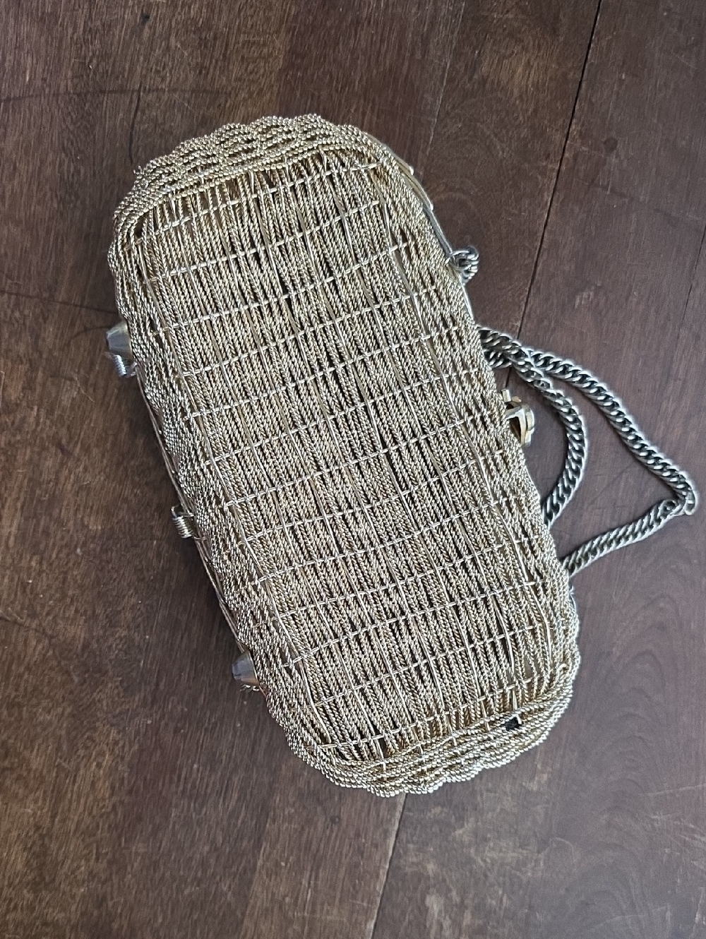 Vintage Handmade By Shaggee Gold Basket Weave Purse